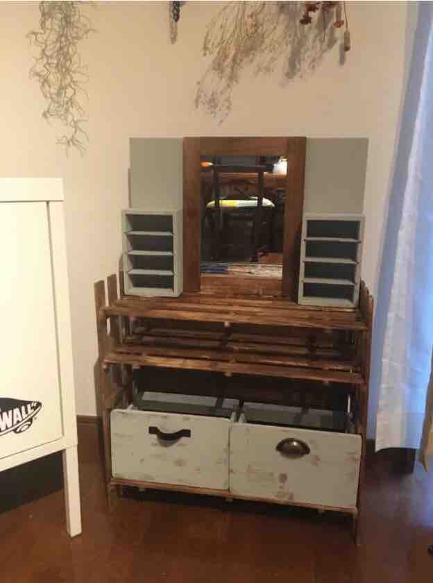 棚 シャビー風 ドレッサー 子ども用 セリア などのインテリア実例 - 2016-03-28 23:37:30RoomClip ルームクリップ