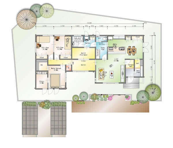 完全同居型二世帯住宅のプライバシー確保しやすい間取り 35坪4LDK２階建 No.24Bみゆう間取り相談室