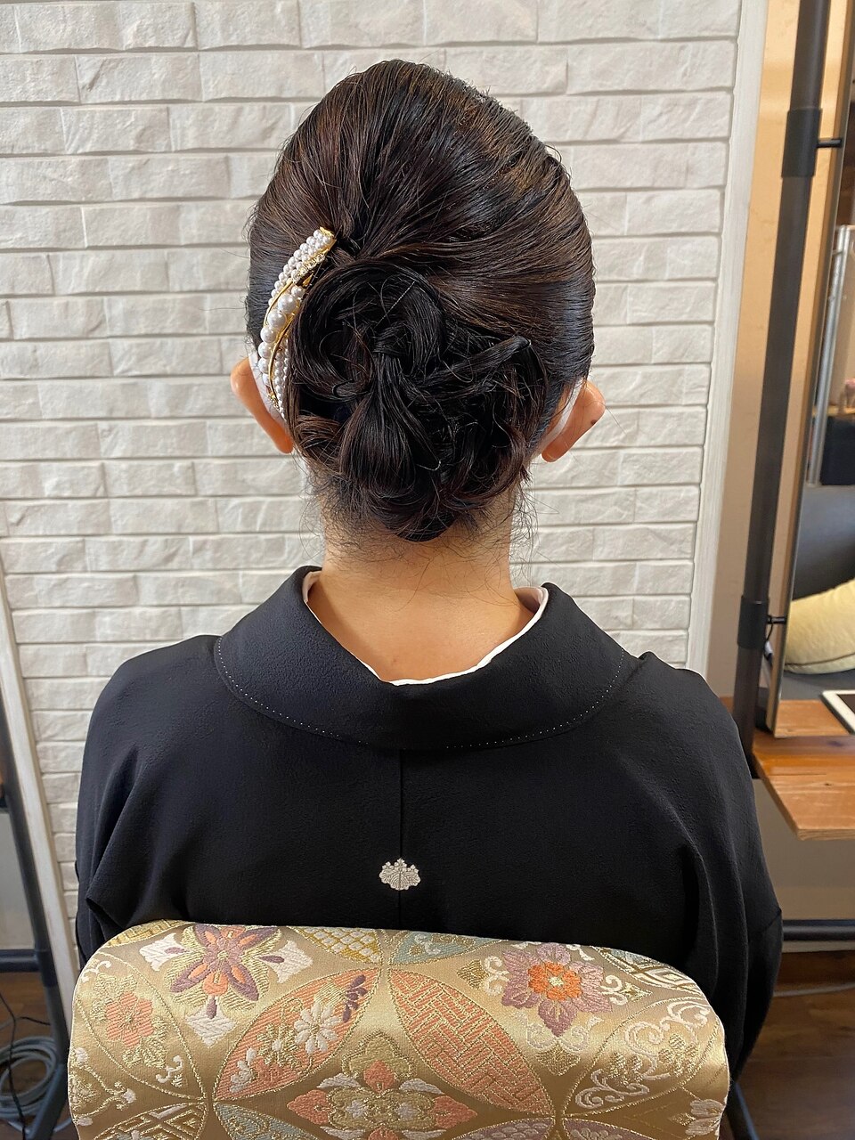 アルマリアン福岡 列席 ご親族 留袖着付け、ヘアセット５０代 ６０代ヘアセット・着付け専門店Three-keys福岡天神の着物レンタルが出来るサロン