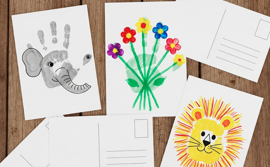 敬老の日製作 1歳児から◎ちぎり絵でキノコのハガキを送ろう