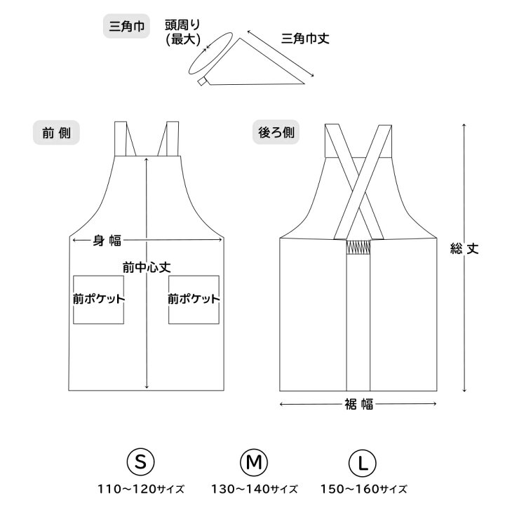 エプロン パターン 子供 かわいい 簡単縫い代付き バックリボンフリルエプロン型紙 全サイズ入り