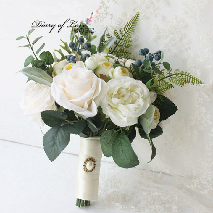 ウエディングブーケ 白・グリーン系