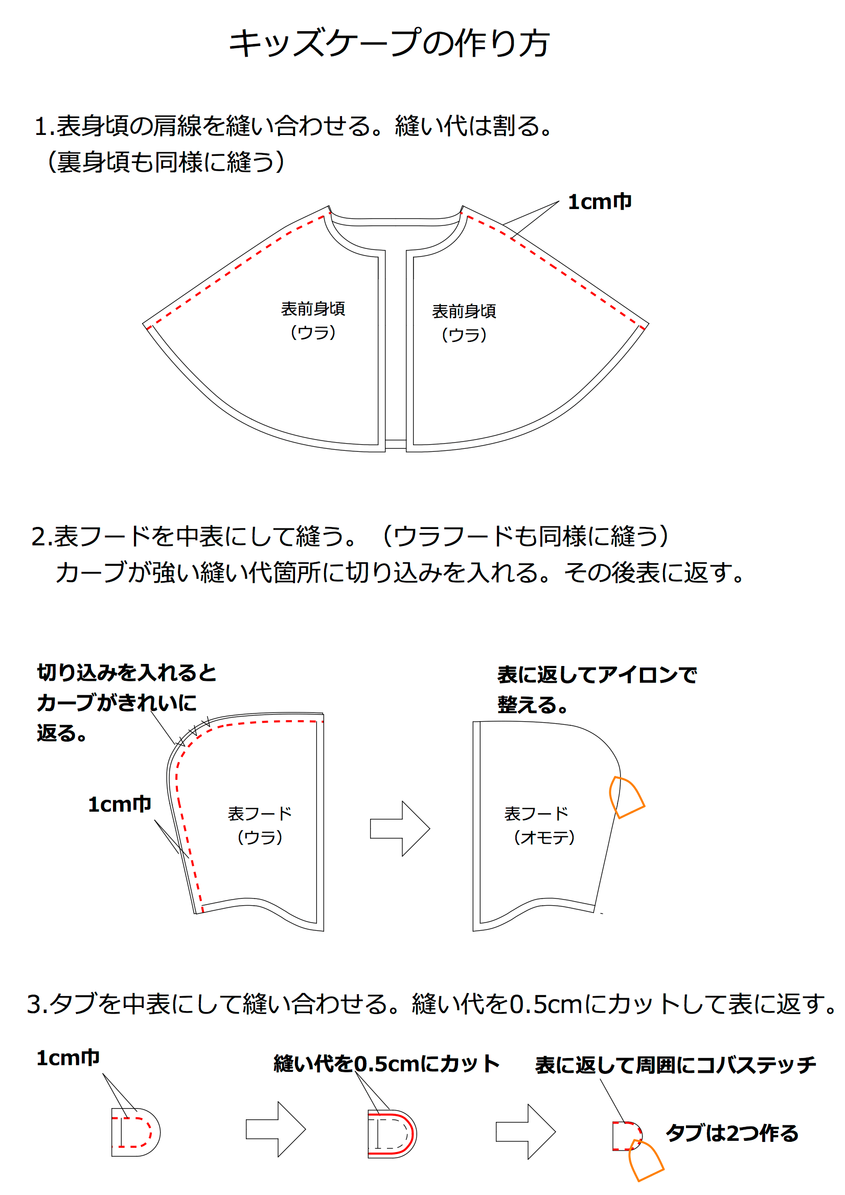 無料型紙 レースカラーロンパースの作り方 60 70 80サイズ