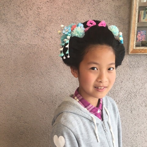 桃割れの日本髪で迎えた７歳の七五三ヘアーサロン千鳥