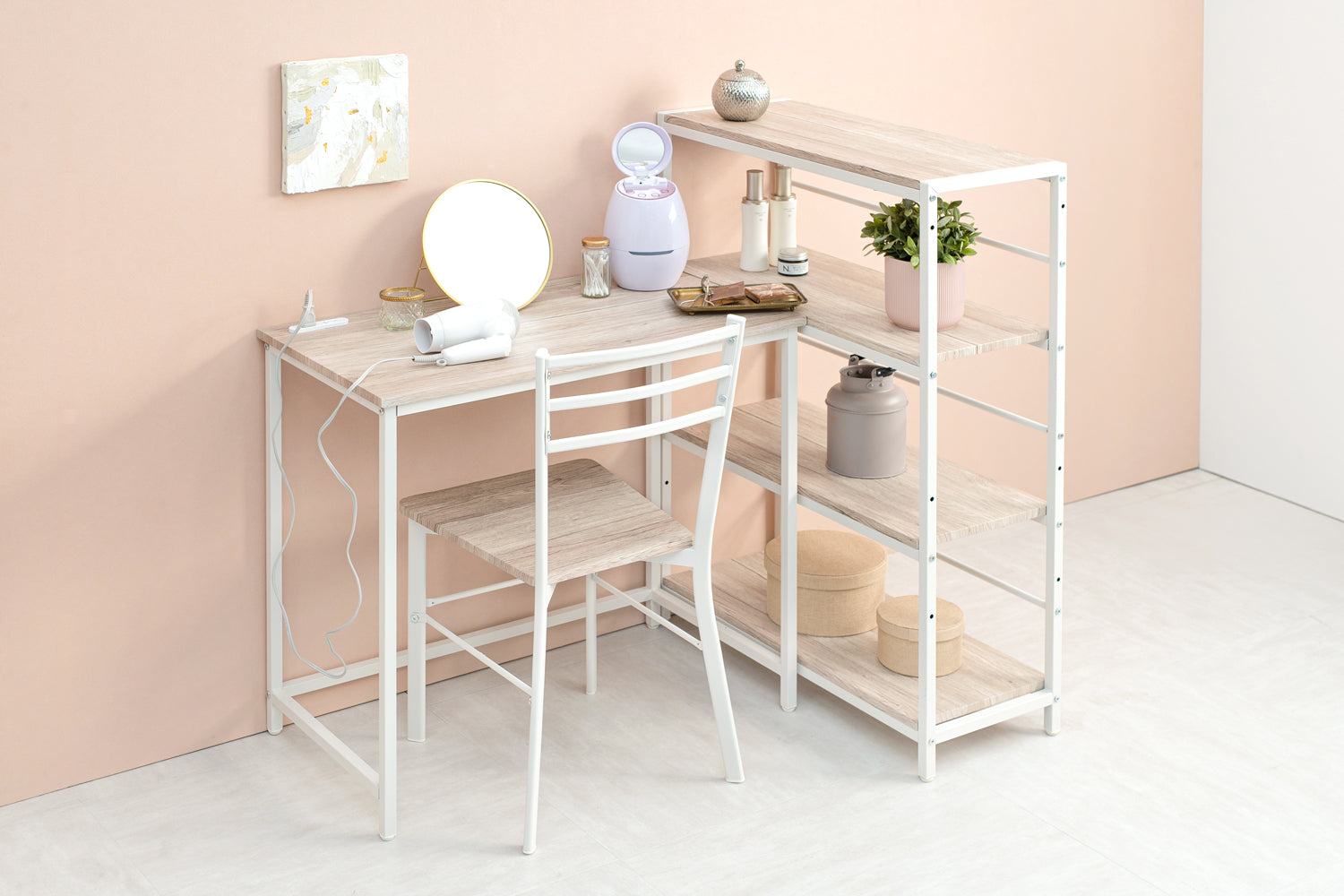 学習机 勉強机 女の子 かわいい 姫系 夏休み コンパクト 収納付き 子供部屋 キッズ 机