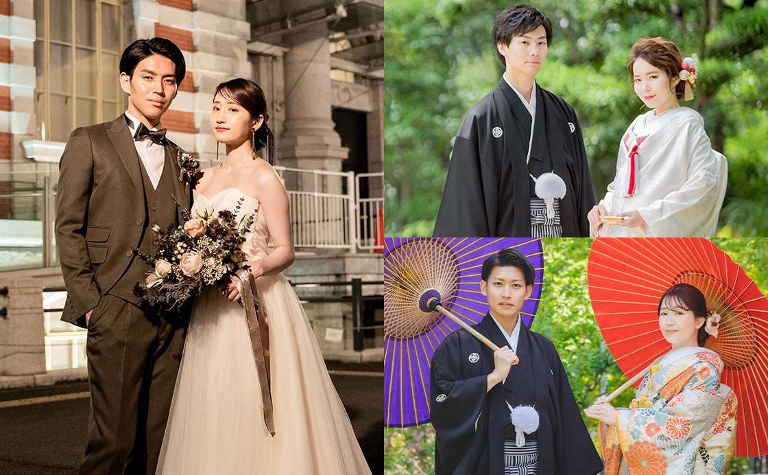 和装1点＋洋装1点スタジオプラン岡山の和装前撮り・フォトウエディングのスタジオゼロ