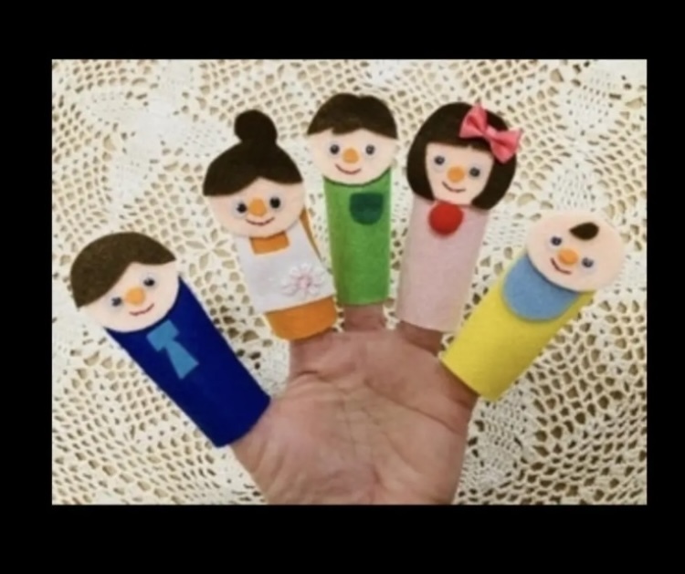 限定柄☆おはなしゆびさん 親子 指人形セット プリント柄フエルト