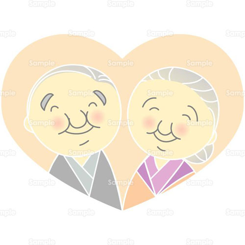 敬老の日に、ソファで祖父母と写真を撮る、女の子の無料イラスト敬老の日イラストセンタ