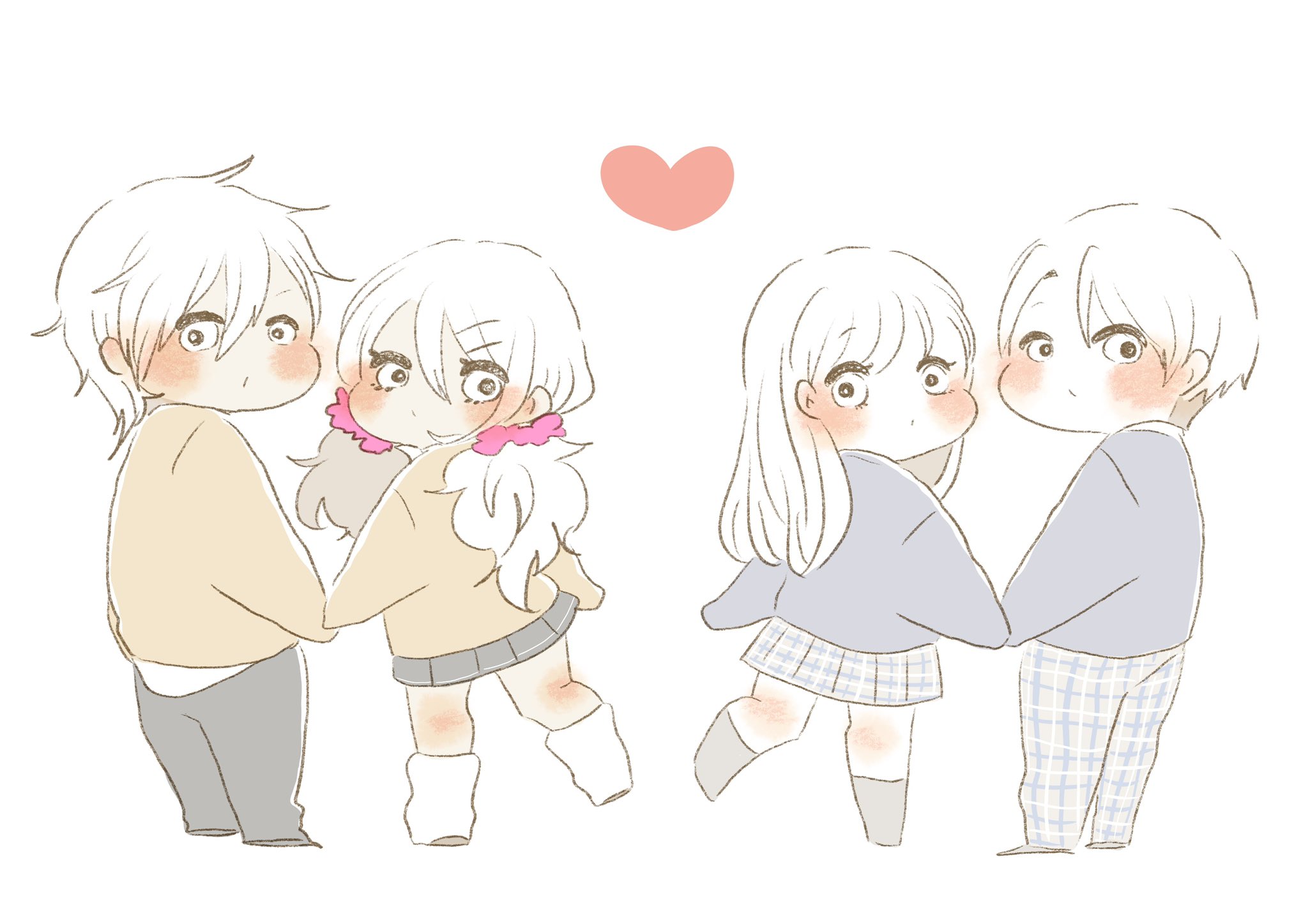 心でかわいいカップル落書きのコレクション セットのイラスト素材・ベクター Image 55158493