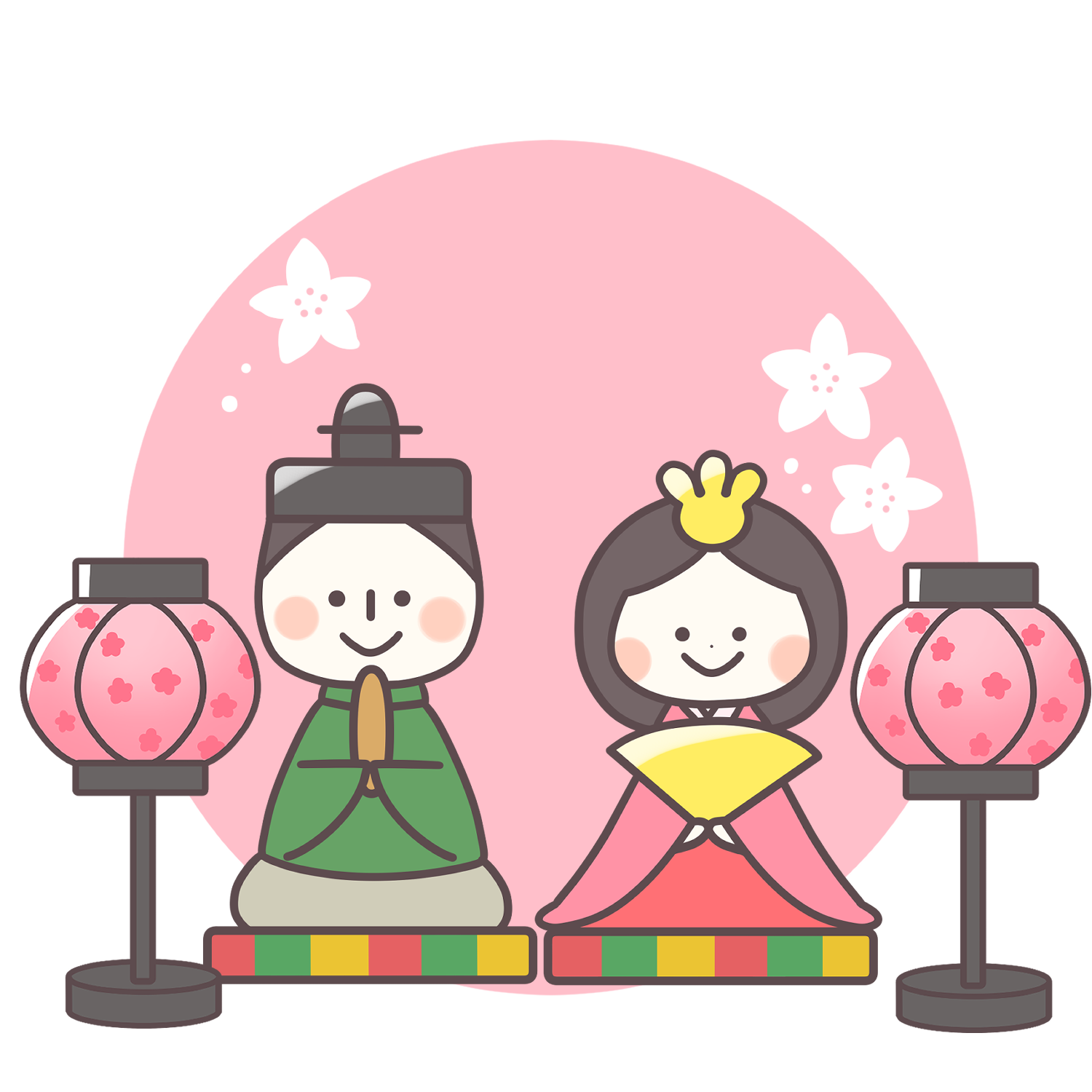 雛人形のイラスト お雛様・女雛・ひな祭り4カット- イラストくん