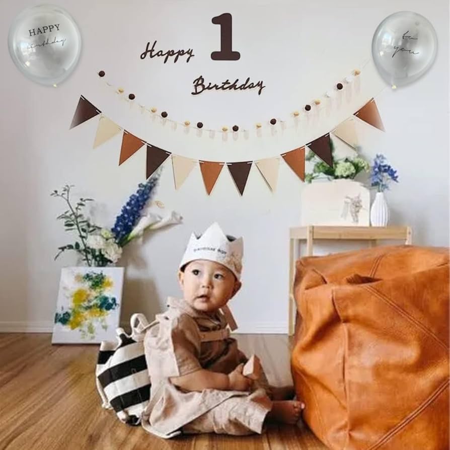 Amazon.co.jp: Hanakaze 1歳 誕生日 飾り付け フェルト生地 誕生日 飾り セット シンプル おしゃれ バースデー 飾り 女の子男の子 大きいサイズ 1歳 happy birthday ガーランド、ケーキトッパー、フラッグガーランド、フグボールガーランド 誕生日ウォールステッカー