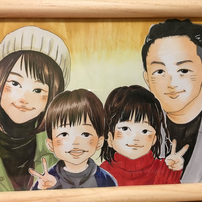 家族の記念日，思い出似顔絵