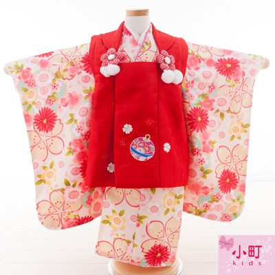 三歳女児用被布コート 七五三 子供用 緋色・赤 日本製『着物・呉服えり新』