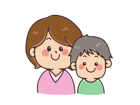 手描きの母が息子を抱き締めるイラストPremiumベクトル素材