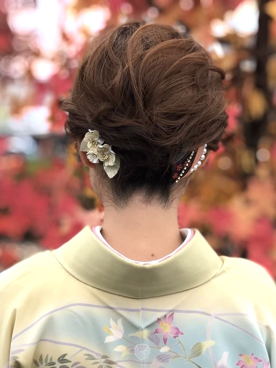 護国神社挙式にご出席のご親族様 留袖、訪問着着付＋和装ヘアセットI様ヘアセット・着付け専門店Three-keys福岡天神の着物レンタルが出来るサロン