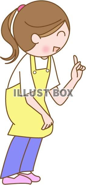 エプロン姿の女性 園の先生・お母さん のイラスト : 幼稚園児のイラスト・絵カード
