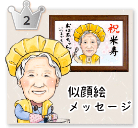 米寿祝いのプレゼント似顔絵ー名前詩あり似顔絵プレゼントは似顔絵師ぴんくぶたのかわいい幸せイラスト