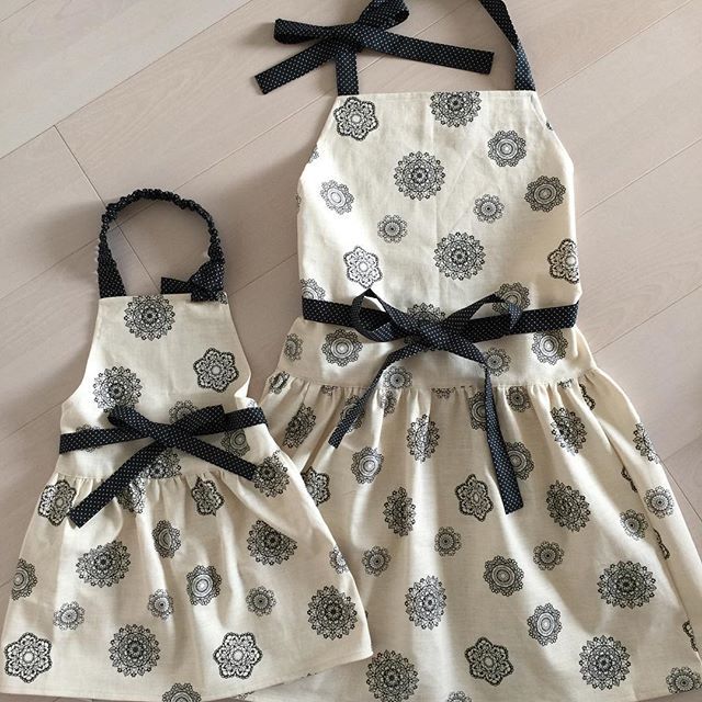 クロス掛けでかぶって簡単着脱！エプロン 型紙 作り方 初心者向け 90～150・レディース