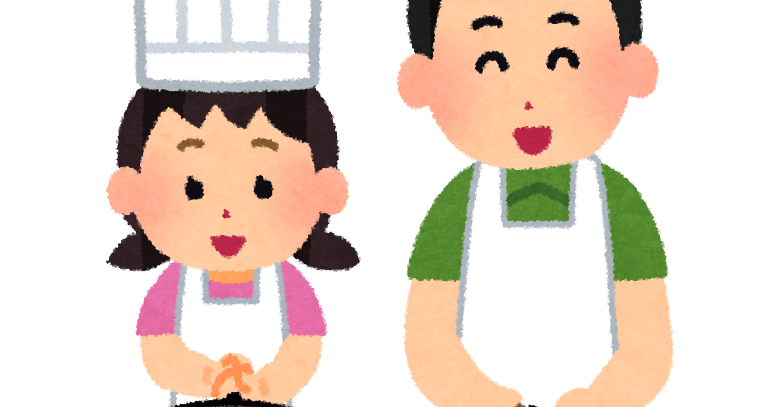 栄養・食べ物・料理 お菓子や料理を作るお母さんとこどものかわいいフリーイラストフタバのフリーイラスト