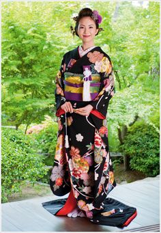 振袖 レンタル 黒黒半月菊 N-spice振袖 レンタル 成人式 シンプル 結婚式 レトロ