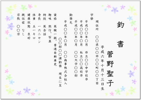楽天市場高評価ありがとうございます追跡可能ネコポス送料無料 釣書用箋 つりしょ 身上書用紙 柾テ-014 : 冠婚葬祭専門店 野田
