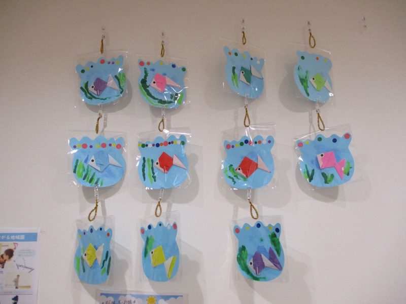 1歳児 夏の壁面製作🐡すえさみこども園 石川県小松市