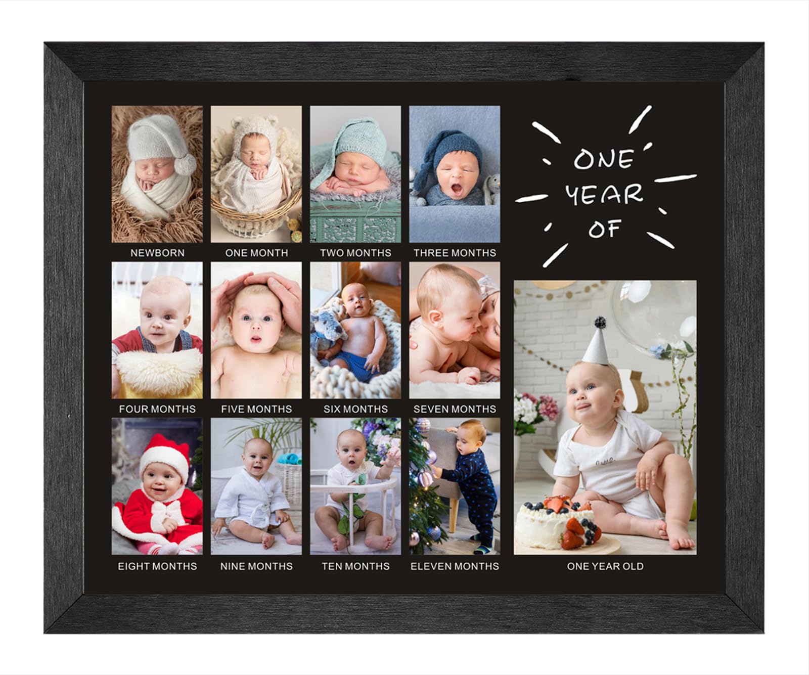 Amazon.co.jp: Comurdyo My Baby First Year Picture Frame - 12か月 記念写真 コラージュ13枚入り - 1歳の誕生日 マイルストーン 壁掛け - ジェンダーニュートラル - 新しいお母さんへのギフト ホワイト: ベビー＆マタニティ