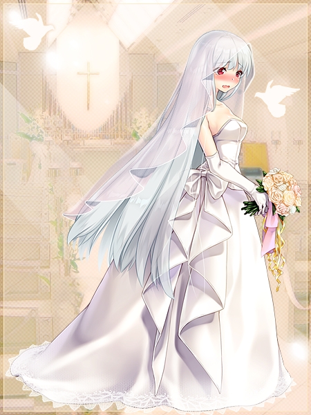 水彩の花嫁のイラストの白いガウンとベールPremiumベクトル素材