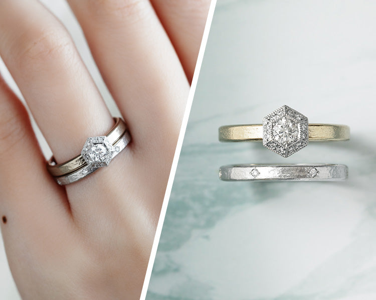 婚約・結婚指輪の重ね付け 「Comfortable twist line」セットリング 神戸生まれのジュエリーブランドFRAU KOBE フラウコウベ