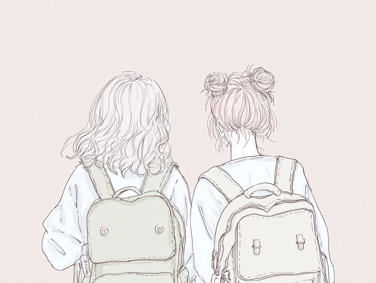 前回3人ペア画をかいたら 次は4人ペア画の要望もらいました😊✨ これからの夏休み用にユニバコーデイメージしてみた！みんな壁紙お揃いにして沢山思い出作ってね🫰🏻💓 ペア画する友達もこのアカウントのフォロー忘れずに＊ ・ ・ ・使用方法 ①or②①ストーリーを