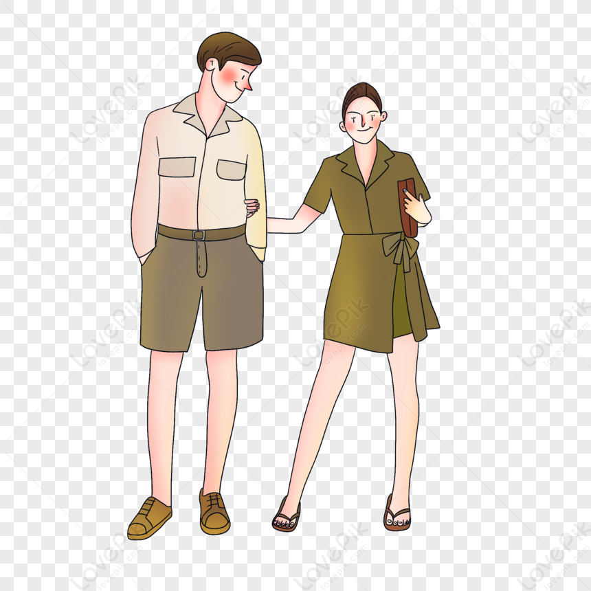 仲良く腕を組むカップルのフリーイラストフリーイラスト・クラシック フリクラ