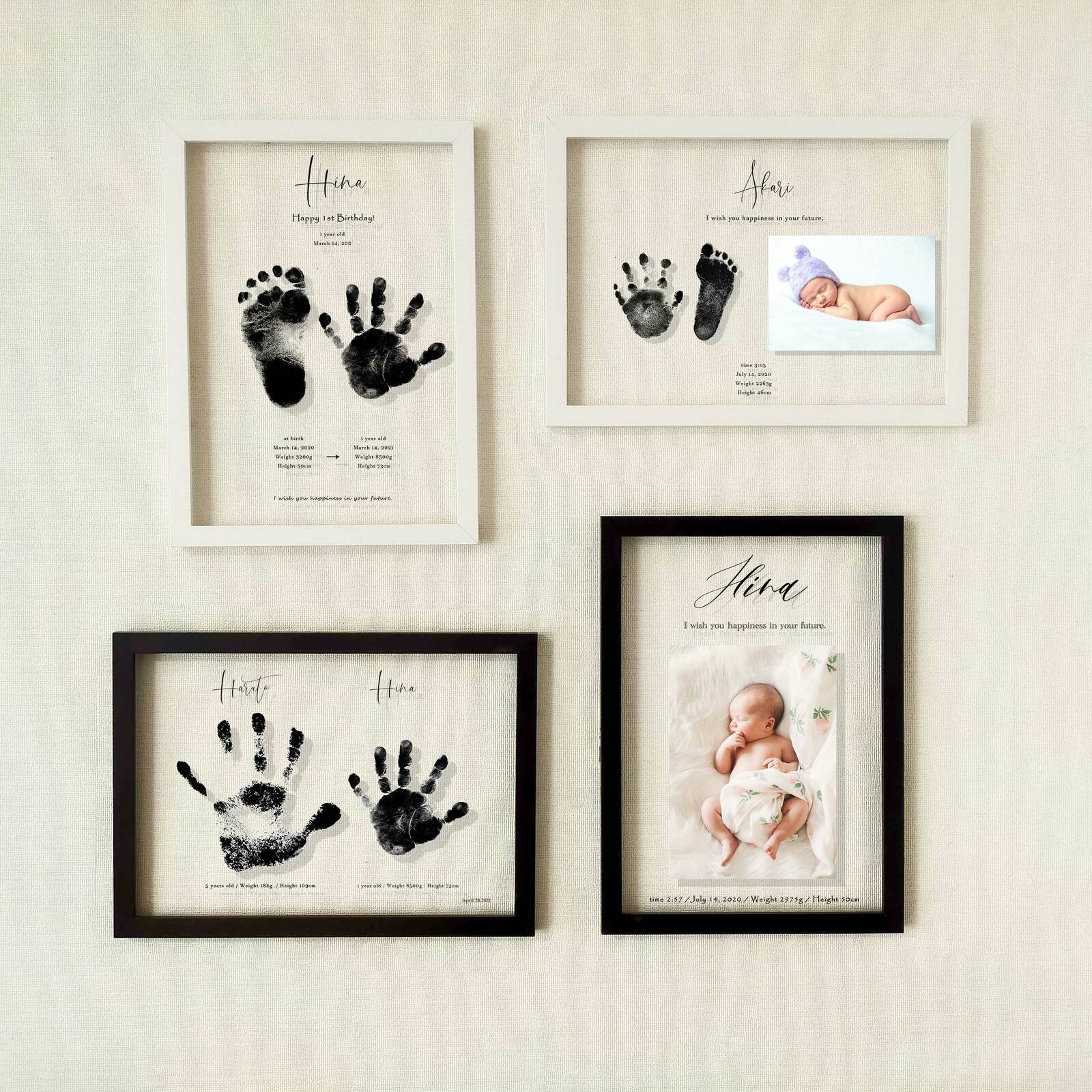 ぞう」の 家族手形アート フォトフレームぞうさんのファミリーアートフォーユ