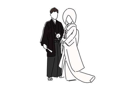 和装の結婚式イラストのウェディングカードの無料ウェディングカードテンプレート 4327 - デザインAC