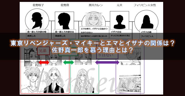 佐野家と黒川家の家系図！東京卍リベンジャーズのマイキー、エマ、真一郎、イザナの関係性と父親、母親まとめ│いや、落ち着いていただきたい