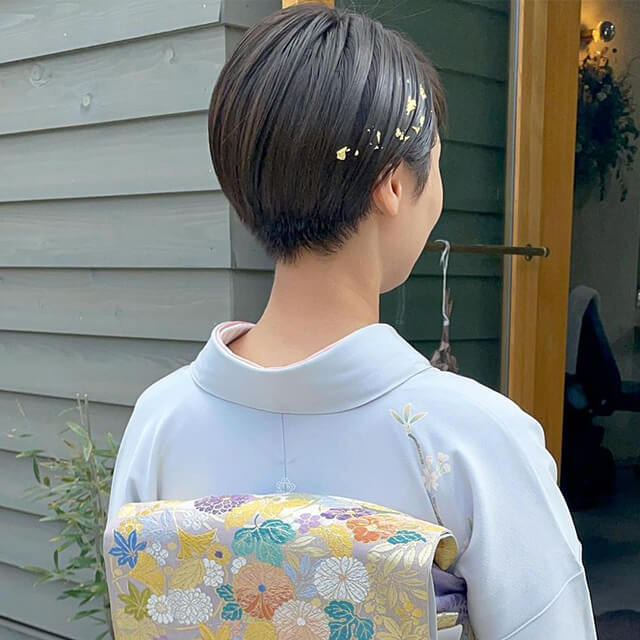卒業式母着物のショート髪型アイデア