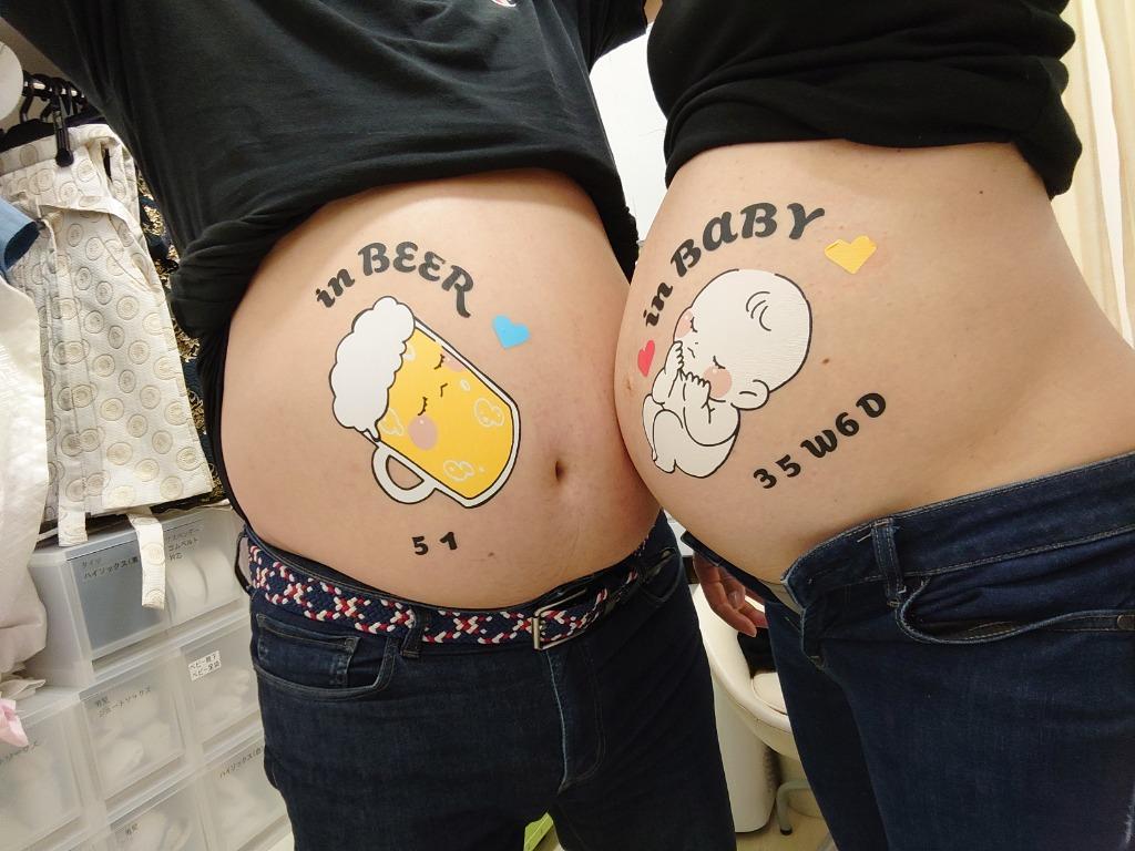 マタニティシール 送料無料 マタニティフォトシール マタニティペイントシール ベリーペイントシール welcome Baby タトゥーシールボディシール 天使 羽 赤ちゃん 女の子 可愛い