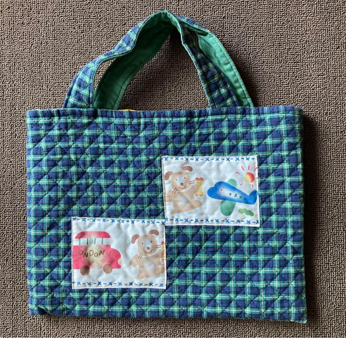 手作りキルティングバッグ裏地付 中古 25×34幼稚園保育園 習い事Yahoo!フリマ 旧PayPayフリマ