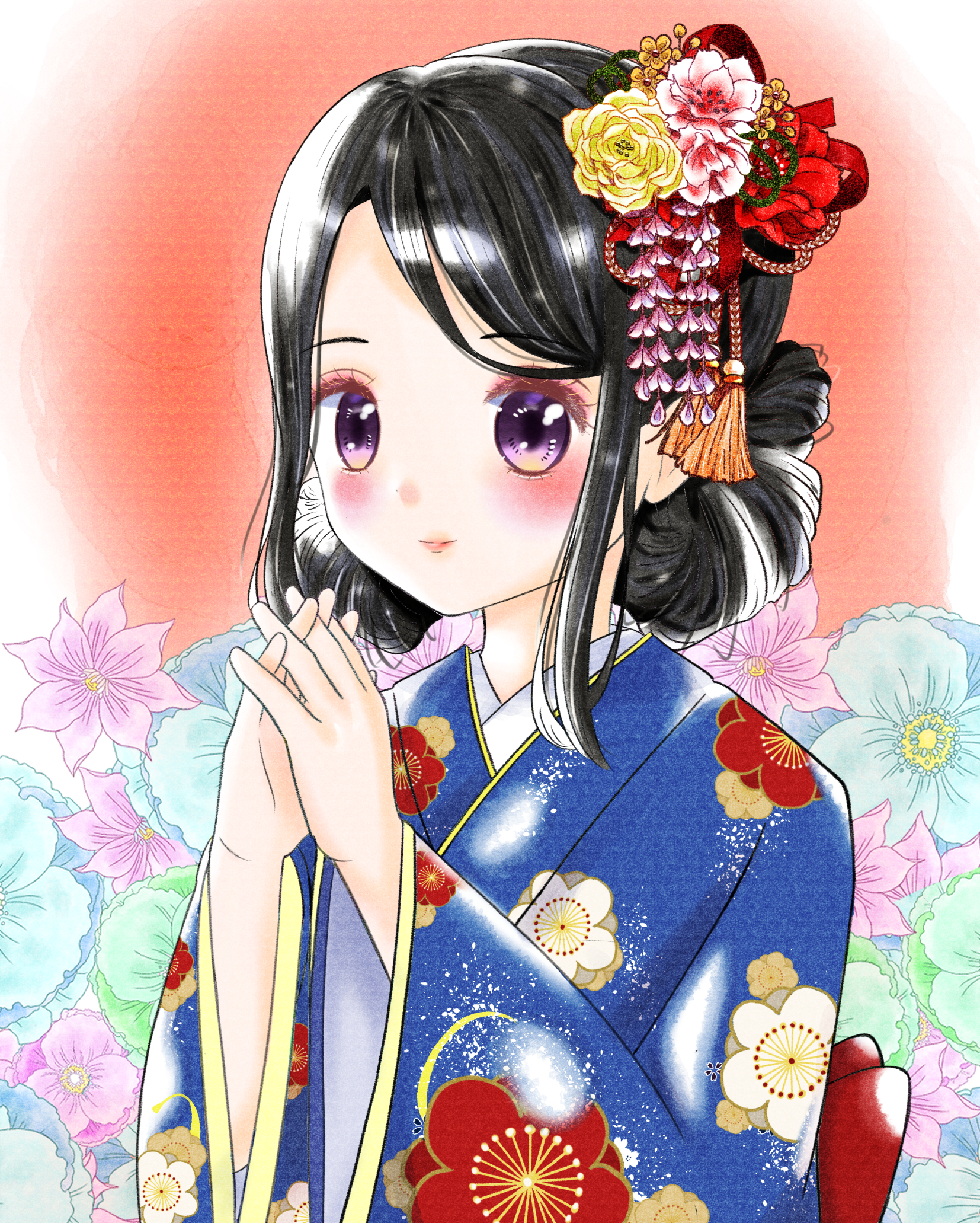 正月 晴れ着 子供 女の子のイラスト素材 - PIXTA