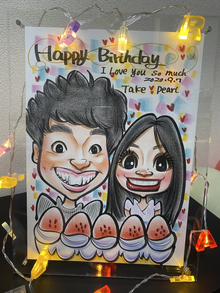 手書き似顔 もんげ絵 双子で似顔絵描きます♪ウェルカムボード サンクスボード 還暦のお祝い 誕生日似顔絵 カップル似顔絵 父の日・母の日似顔絵 等