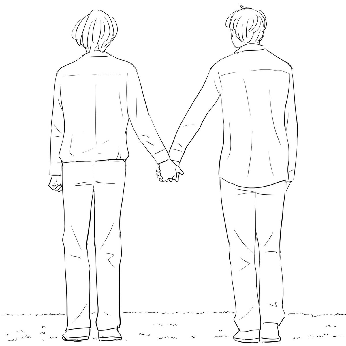 手を繋いで歩くカップルを描いたレンダリングイラスト イラスト素材6029270- フォトライブラリ