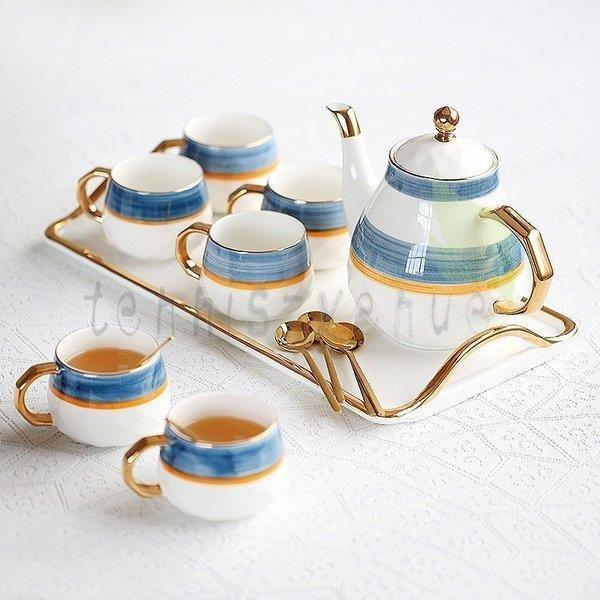 家庭用セラミックティーポットセット ティーカップ ティーポット カスタマイズされた茶道用品 手作りのティーセット 結婚祝いB茶時間 直 100 セット 茶器 セット おしゃれ 急須 湯呑み 湯冷まし 器 茶器セット 萬古焼 陶器 湯のみ茶碗 お茶 日本茶: キレイスポット