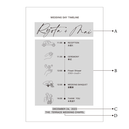 手作り 招待状と一緒に♪ウェディングタイムラインを作ろう！ – ペーパーアイテムラピスラズリ