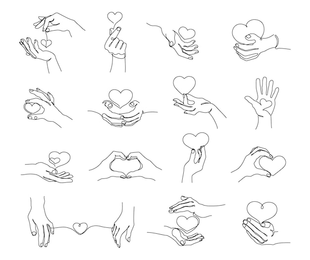 手でハートを作るカップル-白い背景の手でハートサインを作るフラットイラスト、ポスター、バナー、広告、ウェブ背景、プロモーション活動のベクトルイラスト。の イラスト素材・ベクター Image 172030731