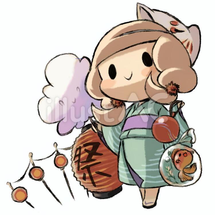 生活・人・夏 お祭りの法被を着た女の子のかわいいフリーイラストフタバのフリーイラスト