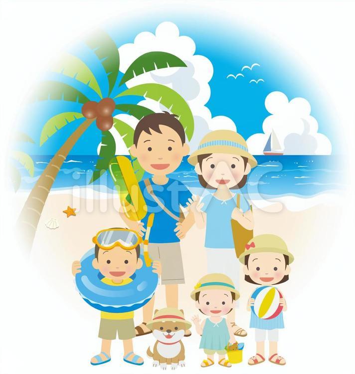 ゴールデンウィーク家族旅行のイラストSOZAIC.com