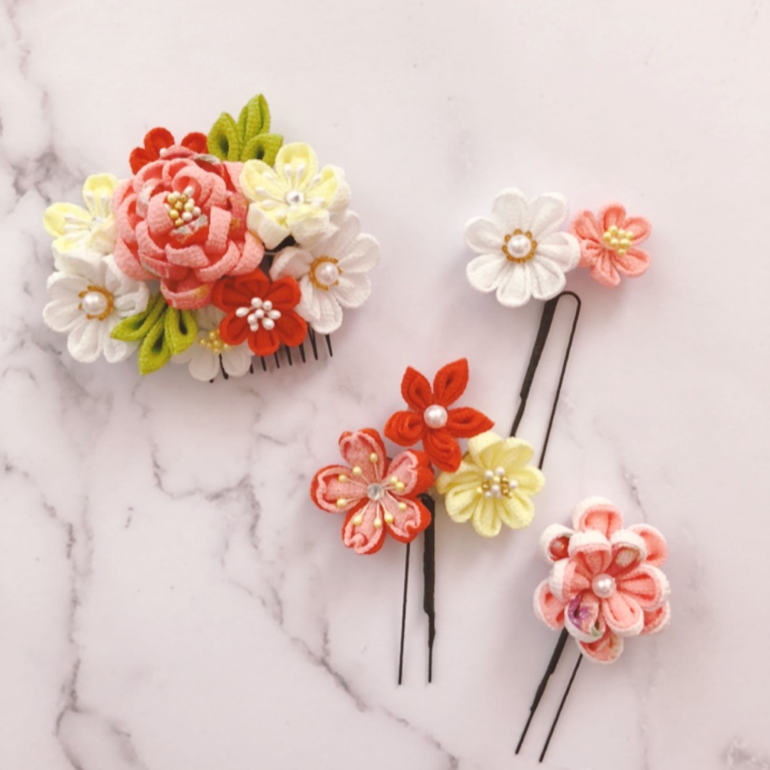 つまみ細工キット 七五三 髪飾り 初心者OK！写真で解説作り方説明書つき