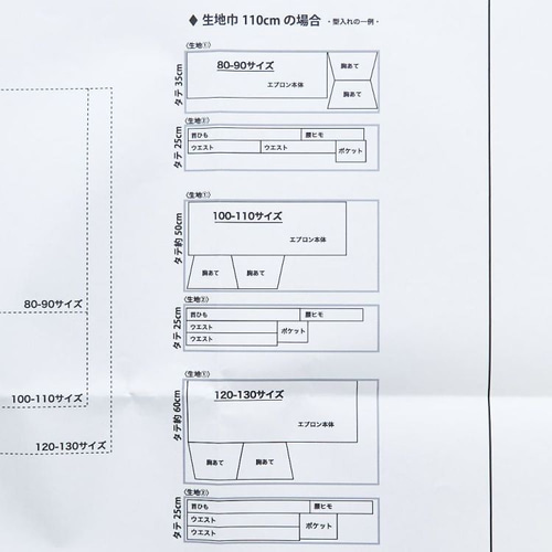 型紙子供用ギャザーエプロン型紙 必要巾100cm×50cm〜100cm apron-pattern商用利用可型紙 生地のマルイシ 通販12539885Creema クリーマ