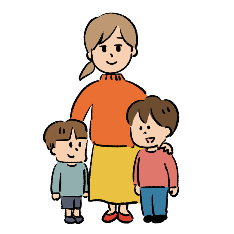 仲良しのお母さんと男の子２：イラスト無料