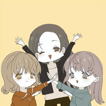 後ろ姿 友達 女性 少女のイラスト素材 - PIXTA