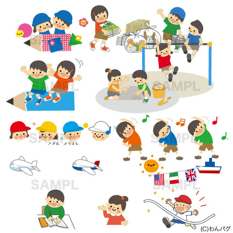 こどもと鉛筆のイラスト・無料イラスト フリー素材